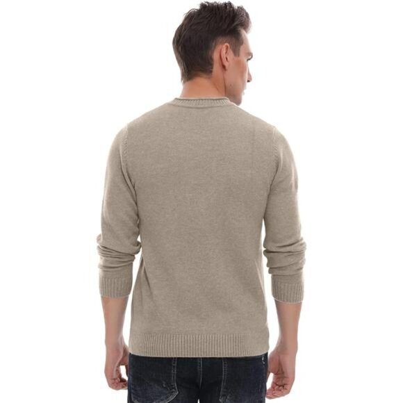 Men's Crewneck Sweater Soft Casual for Classic Pullover with Ribbing Edge - Picture 3 of 7